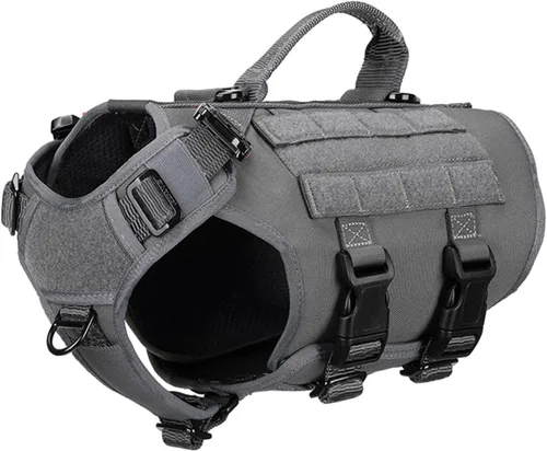 Vista 12 de ICEFANG GN3 Arnés táctico para perro con hebilla 6X, chaleco Molle para perro con asa, cobertura corporal 3/4, panel de gancho y bucle para parche