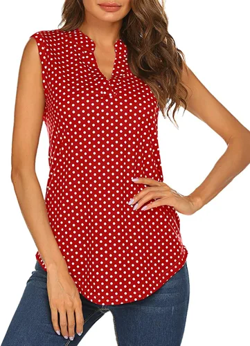 Vista 5 de Halife - Blusa larga sin mangas con estampado floral para mujer, con cuello en V, tipo túnica