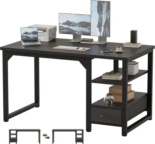 Vista 22 de Mericonia Escritorio para computadora, escritorio de juegos para espacios pequeños, mesa de estilo moderno y simple para oficina en casa, mesa
