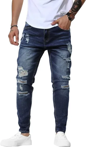 Vista 2 de Woenzaia Jeans para Hombre Slim Fit Skinny Denim Elásticos Cónicos
