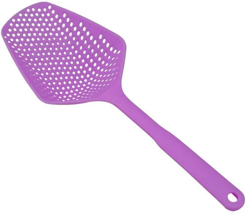 Vista 11 de SEIWEI Cuchara coladora grande, colador de herramientas de mango largo, cuchara de drenaje, colador de pasta resistente al calor, cocina para Azul