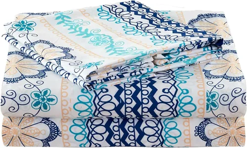Vista 34 de JSD Juego de sábanas florales azul marino, tamaño individual, sábanas de microfibra impresas de 3 piezas, bolsillo extra profundo, sin arrugas