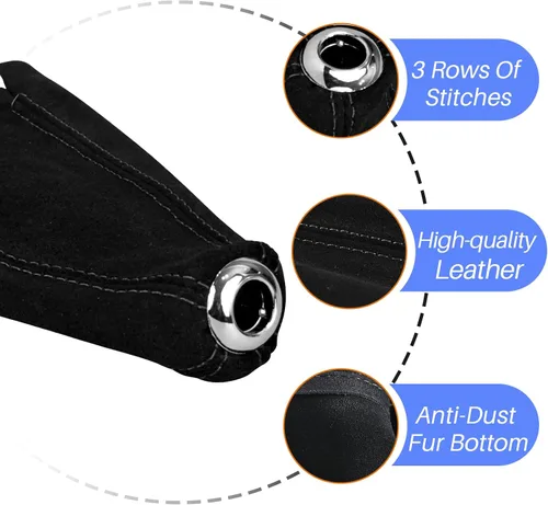 Vista 2 de Funda de cuero de ante universal para palanca de cambios manual o automática