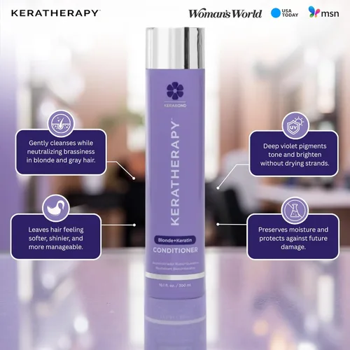 Vista 7 de KERATHERAPY Acondicionador tonificante violeta totalmente rubio con infusión de queratina, 10.1 onzas líquidas, 10.1 fl oz – Terapia de queratina