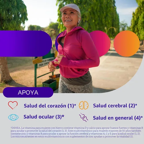 Vista 3 de Centrum Silver - Multivitamínico para mujeres 50 Plus, suplemento multivitamínico/multimineral con vitamina D3, vitaminas B, ingredientes sin OMG