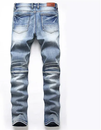 Vista 2 de AITITIA Jeans de corte recto lavado con cremallera para hombre