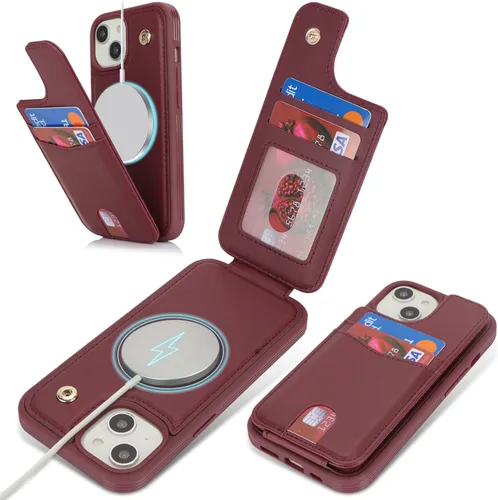 Vista 2 de SailorTech Funda para iPhone 11 con tarjetero, funda tipo cartera para iPhone 11 para mujeres y hombres con protección de piel MagSafe