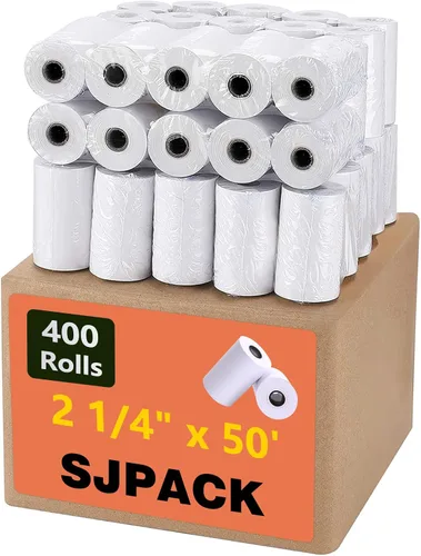 Vista 16 de SJPACK Rollo de papel térmico de 2-1/4" x 50'-200 paquetes de papel de recibo POS, adecuado para cajas registradoras, terminales de tarjetas