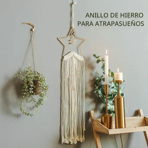 Vista 5 de 20 anillos de metal con diseño de luna y estrella, atrapasueños, círculo, macramé, para manualidades, atrapasueños, fabricación de atrapasueños