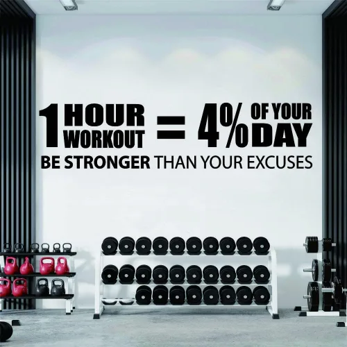 Vista 3 de Calcomanía de pared de entrenamiento motivacional extraíble, 9 x 35 pulgadas, calcomanía de PVC para gimnasio en el hogar, sala de fitness, estudio