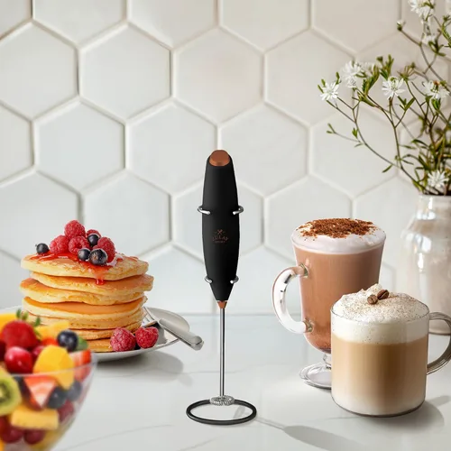 Vista 108 de Zulay Milk Boss Espumador de leche potente manual, hace espuma para latte, batidor para mezclar bebidas, café, miniespumador para capuchino, frappé