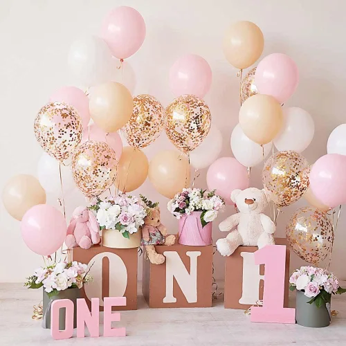 Vista 4 de Treasures Gifted Globos rosa pálido, globos rosa pastel, globos rosa rubor, globos rosa mate, globos rosa bebé de 12 pulgadas, globos rosas grandes