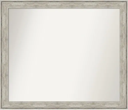 Vista 269 de Amanti Art Espejo de baño plateado para sobre el fregadero, 28 x 37 pulgadas, elegante espejo rectangular de peltre cepillado, marco de madera