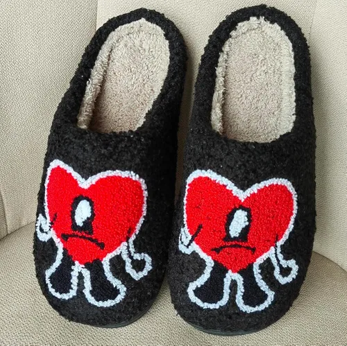 Vista 6 de Bad Cute Bunny Slippers for Women Men Retro Memory Foam Cute Cartoon Plush Fluffy Warm Fur Lined slippers Indoor House Home Winter Shoes