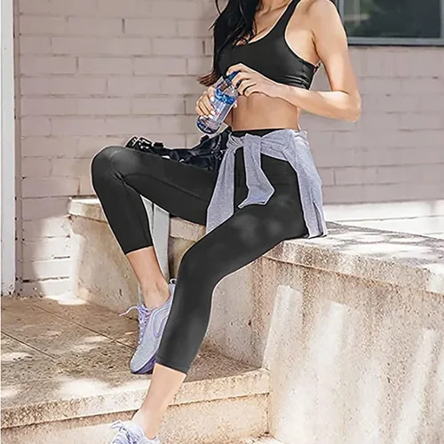 Vista 3 de Paquete de 3 leggings de cintura alta para mujer, no se transparentan, suaves, atléticos, con control de abdomen, para correr, yoga, entrenamiento