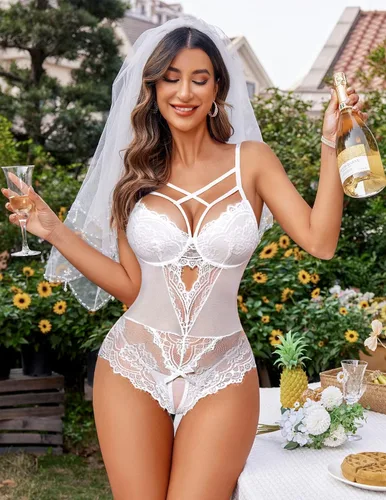 Vista 139 de Avidlove Lencería de encaje floral para mujer, lencería de una pieza, babydoll