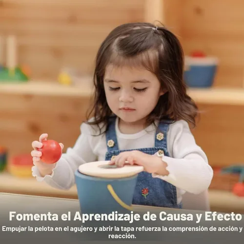 Vista 6 de PlanToys® Pop N Drop Bucket Objeto de Madera Permanencia Juguete para Bebés Cubo Pop 'N' Drop