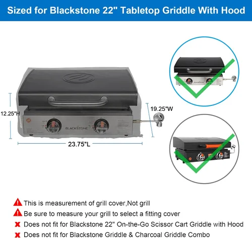 Vista 2 de Cubierta de plancha para parrilla Blackstone de 22 pulgadas, material resistente al desgarro 900D, cubierta de parrilla superior plana, 100%
