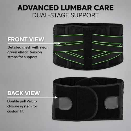 Vista 7 de Soporte de espalda para dolor de espalda baja - Cinturón de apoyo lumbar transpirable para alivio de ciática, hernia de disco y escoliosis - Correas