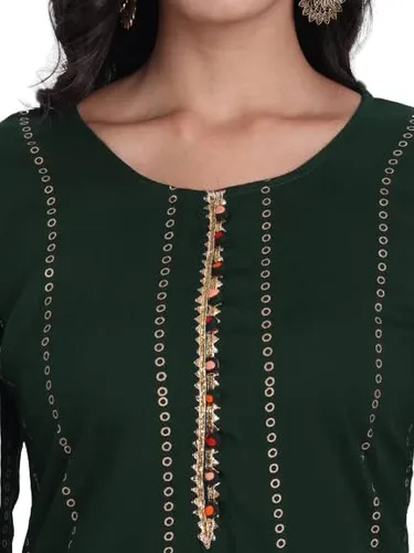 Vista 4 de Trend Matters Conjunto de pantalón Kurta de rayón morado para mujer india