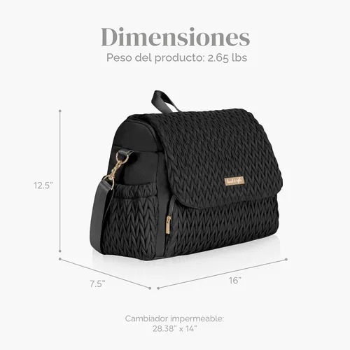 Vista 3 de Hannah & Sophia Belle - Mochila y bolsa convertible para pañales para bebé en color negro, tamaño grande, tapete cambiador resistente al agua