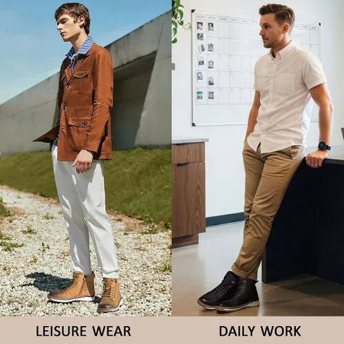 Vista 6 de Vostey - Botas para hombre tipo chukka, cómodas y casuales