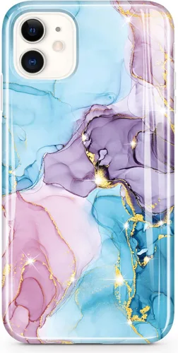 Vista 7 de Funda compatible con iPhone 11, diseño de mármol con purpurina dorada, delgada, a prueba de golpes, flexible, TPU suave, funda de silicona de goma