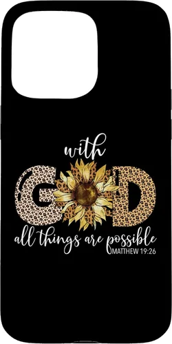 Vista 28 de iPhone 16 With God All Things Are Possible Leopard Sunflower Faith Case