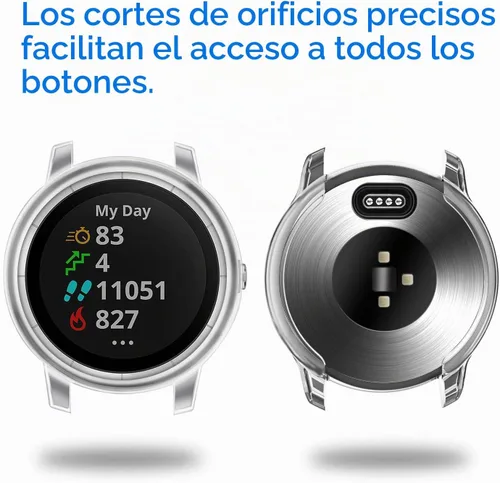 Vista 4 de Fintie Paquete de 3 fundas compatibles con el reloj inteligente Garmin Negro/transparente/oro rosa