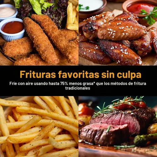 Vista 8 de Panana Freidora de aire XL de 9.5 cuartos de galón, 8 funciones de cocción preestablecidas, 2 cestas con 2 cestas de freír, combina con cocina