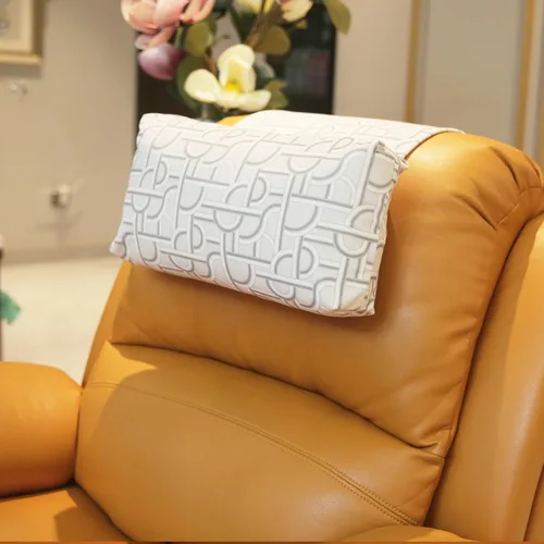 Vista 13 de Almohada antideslizante para la cabeza para reclinables - Cojín de apoyo para el cuello con cubierta de terciopelo para alivio del dolor en el Beige