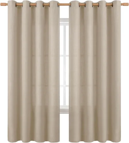 Vista 265 de BGment Cortinas de Lino Beige de 63 Pulgadas de Largo 2 Paneles - Tratamientos para Ventanas con Textura de Arpillera Filtrantes de Luz Cortinas B