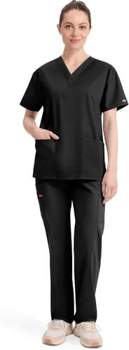 Vista 7 de Dickies EDS Signature - Camiseta quirúrgica para mujer, cuello en V, ajuste Negro