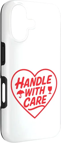 Vista 3 de Handle with Care - Cute Heart Warning Design Case for iPhone 17