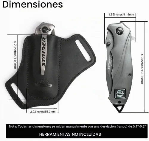 Vista 5 de Topstache Cinturón de cuero hecho a mano EDC con bolsillo para hombre, funda plegable para cuchillo plegable de 5 pulgadas, con parte superior