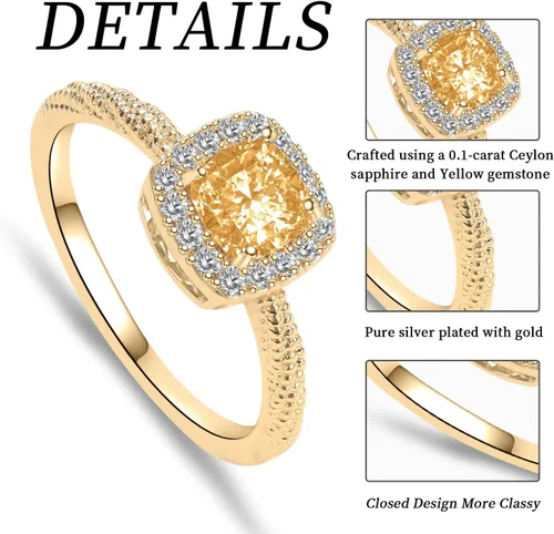 Vista 3 de Anillo de compromiso de oro de 14 quilates con diamantes creados en laboratorio, anillo de compromiso de eternidad, anillo de compromiso de plata