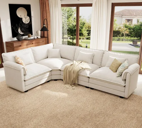 Vista 81 de Sofá modular de gran tamaño de 113 pulgadas, cómodo sofá en forma de L con funda extraíble, asiento ancho y profundo moderno para sala de estar