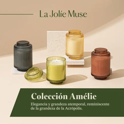 Vista 6 de LA JOLIE MUSE Starlit - Velas perfumadas de pino de abeto para el hogar Abeto dorado iluminado por estrellas