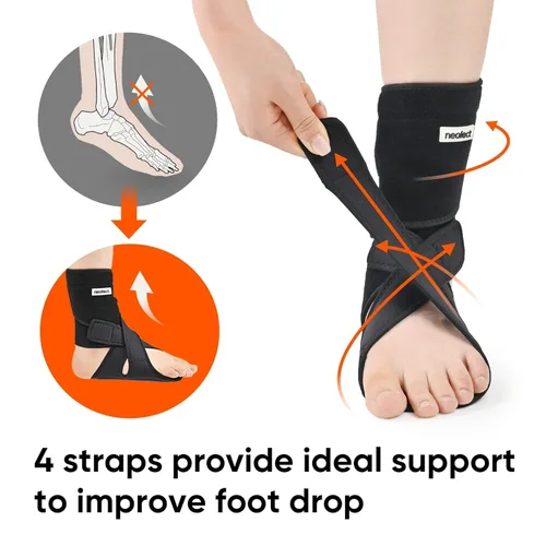 Vista 2 de Férula para Pie Caído - Férula de Tobillo AFO Ajustable para Caminar y Recuperación de Accidente Cerebrovascular, Material Transpirable para Soporte