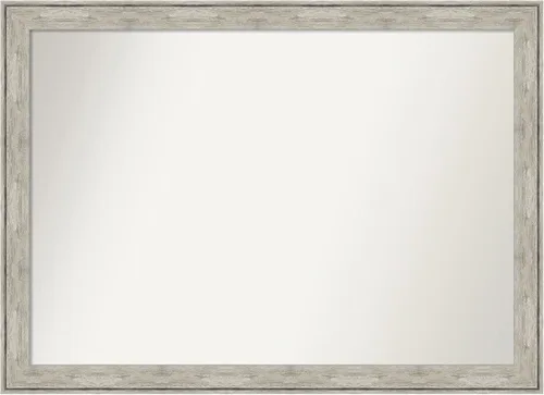 Vista 284 de Amanti Art Espejo de baño plateado para sobre el fregadero, 28 x 37 pulgadas, elegante espejo rectangular de peltre cepillado, marco de madera