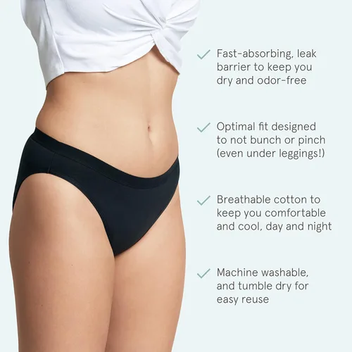 Vista 5 de LOLA Ropa interior lavable para el período, ropa interior de época para mujer, ropa interior de bikini de algodón para mujer