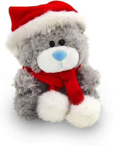 Vista 3 de Plushland Adorable oso de peluche suave y peludo, animal de peluche, juguetes de vacaciones, recuerdos de fiesta de Navidad para niños