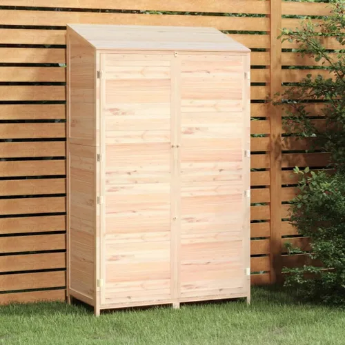 Vista 18 de Cobertizo de almacenamiento de madera para jardín, gabinete de almacenamiento de abeto de madera maciza, cobertizo de herramientas de madera