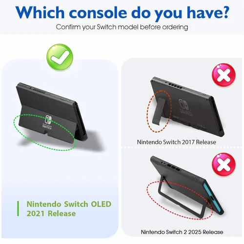 Vista 9 de COMCOOL Dockable Case for Nintendo Switch Oled - [9 FT Military Grade Drop Protection] [with Tempered Glass Screen Protector and Thumb Grips]