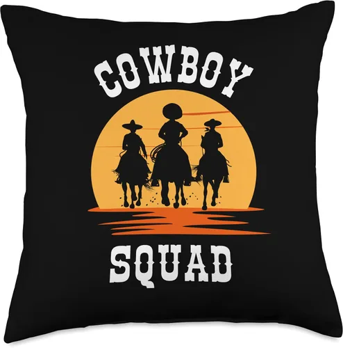 Vista 4 de Cowboy Squad Sunset Western Cowboy Throw Pillow