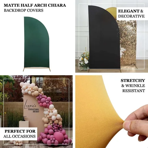 Vista 146 de Efavormart - Juego de 4 fundas de elastano beige para arco de media luna, fundas de telón de fondo Chiara de 2.5 pies a 7 pies para escenarios