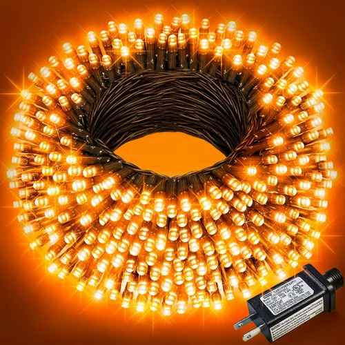 Vista 25 de Juego de 2, luces de Navidad, 200 pies, 600 LED, exterior/interior, guirnalda luces, 8 modos, impermeables, cable verde, parpadeantes, árbol, patio