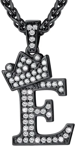 Vista 58 de U7 Crown Initial Number Necklace for Men Women A-Z Letter Pendant Chain a. Oro