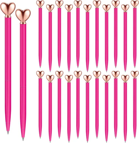 Vista 14 de Thenshop 24 piezas de bolígrafos con forma de corazón retráctiles de metal, lindos bolígrafos de 1.0 mm, tinta negra, bolígrafos de bola