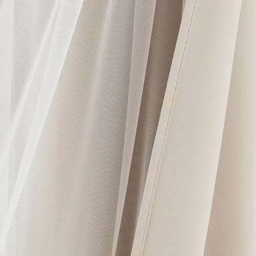 Vista 3 de Bujasso Cortinas 80% Opacas Beige con Superposición de Gasa Mezcla y Combinación Paneles de Ventana con Aislamiento Térmico de Doble Capa de 63